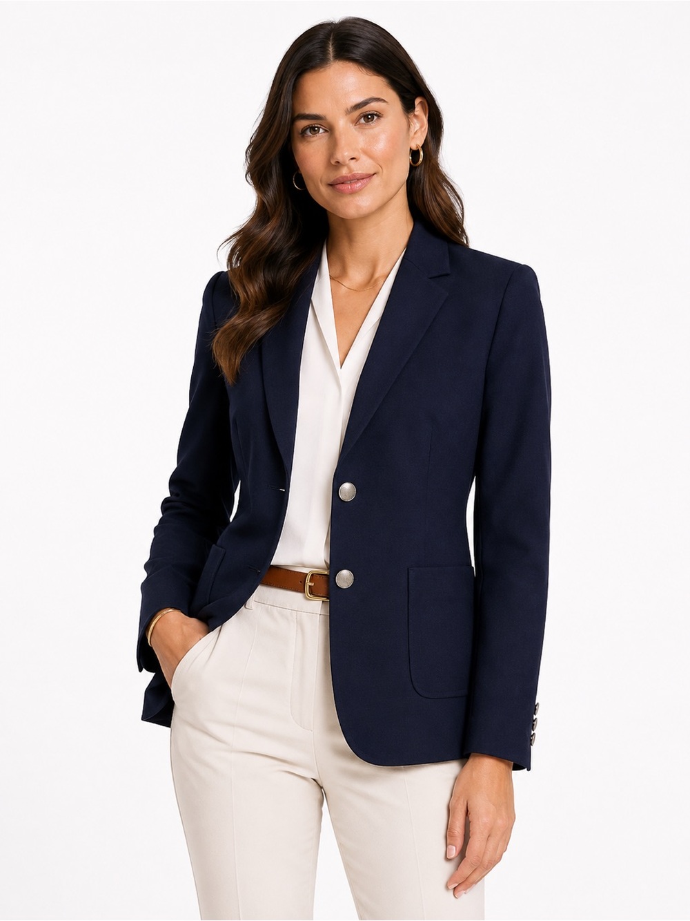 Banana Republic Navy Two-Button Tailored Blazer